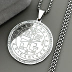 Key Gold Pendant Solomon Rhinestones Hebrew Symbols