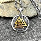 Norse Mythology Valknut Vikings Shield Necklaces Men's Vintage Nordic Runes Amulet Pendant Stainless Steel Scandinavian Jewelry