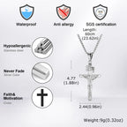 Vnox Stainless Steel Catholic Jesus Cross Necklace for Men Women, Crucifix Pendant with 60cm Cuban Chain, Religious
