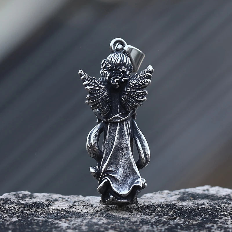 2023 New Stainless Steel Creative Angel Pendant Necklace For Man Women Trendy Banquet Street Casual Couple Lucky Gift