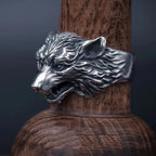 Buyee 925 Sterling Silver Big Ring Finger Cute Wolf Open Ring for Women Men Fashion Personality Rock Punk Fine Jewelry Circle