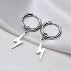 Lightning Bolt Huggie Earrings — Silver