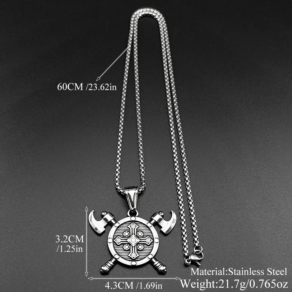 Cross Valknut Steel Pendant Viking Axes Shield