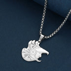 Viking Calendar Rune Medallion Pendant Necklace — Stainless Steel