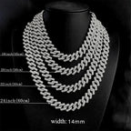 14mm Full Moissanite Cuban Link Necklace Bracelet GRA Certified 100% 925 Sterling Silver Hip Hop Cuban Jewelry for Men Women