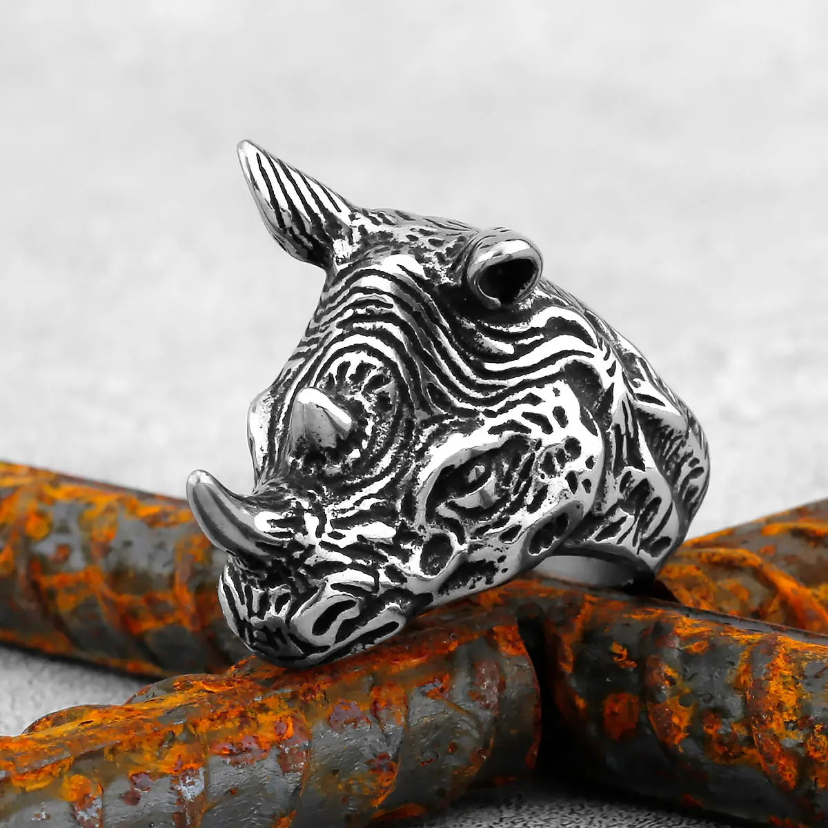 Big Rhino Animal Ring — Stainless Steel