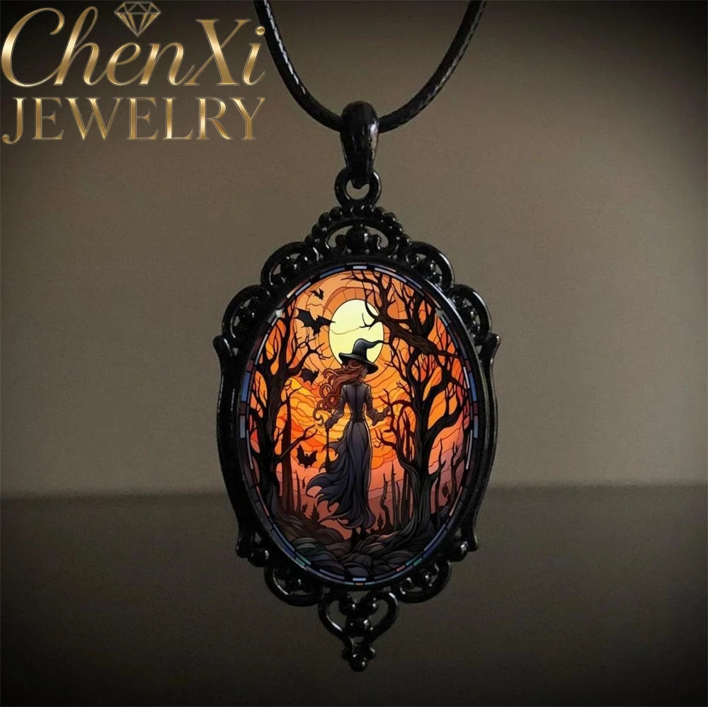 Gothic Crow Cross Pendant Necklace
