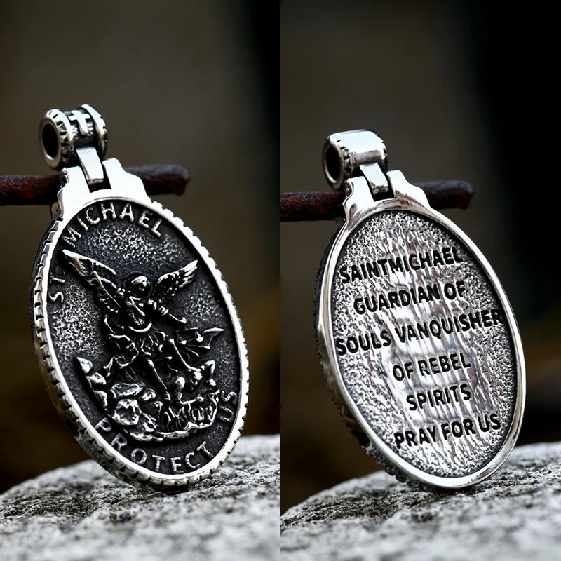 St Christopher Men's Patron Saint Of Time Travelers Archangel Michael dragon slayer st george Pendant Chain Necklace