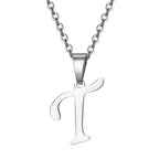 Vintage Initial Letter Pendant Necklace for Women Simple Stainless Steel Letter Glossy Clavicle Chain Choker Necklaces Jewelry