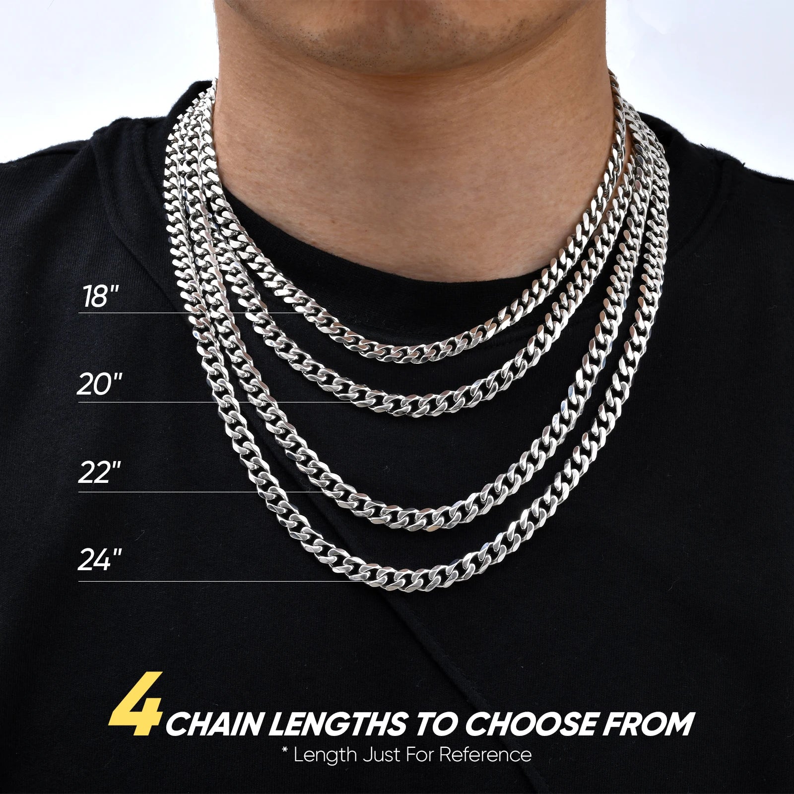 Two-Tone Round Box Chain Necklace — Stainless Steel