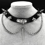 Gothic Cross Leather Choker Necklace — Stainless Steel