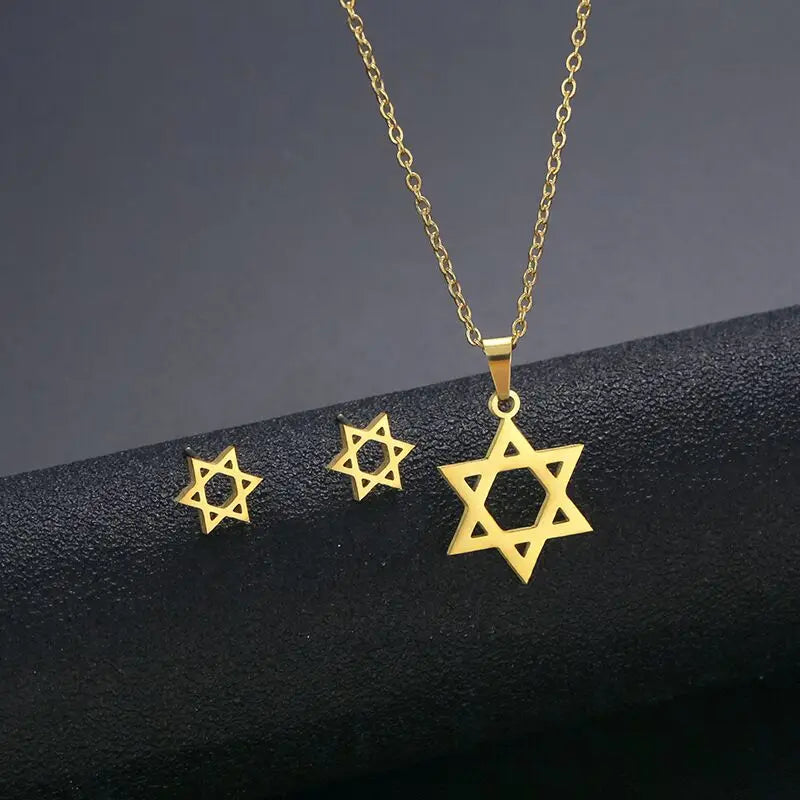 Minimalist Vintage Star of David Necklace Stainless Steel Jewish Symbols Necklace Men's Religious Amulets Jewelry Gifts