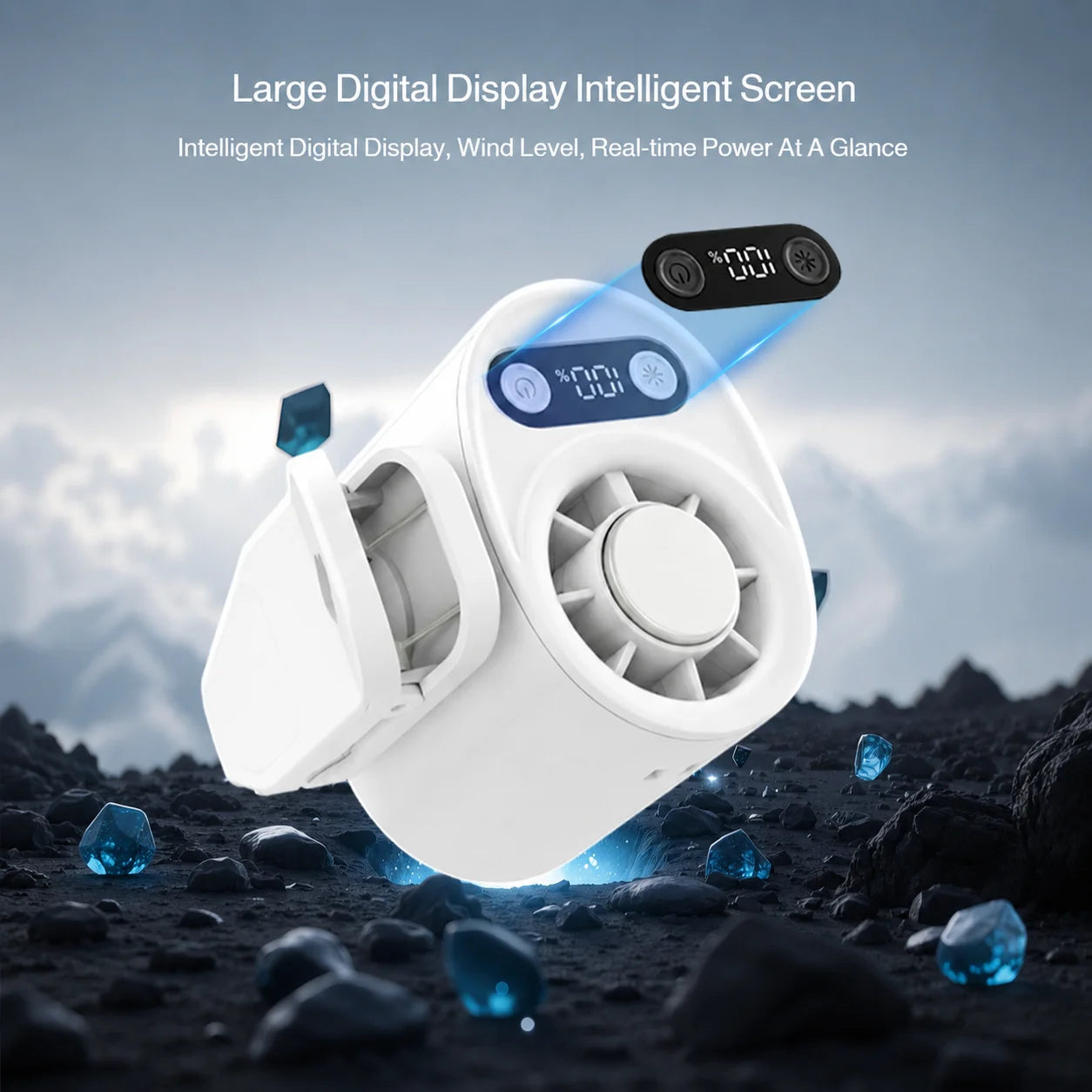 Semiconductor Cooling Clip on Fan Intelligent Digital Display 100 Adjustable Speeds Portable USB Desk Fan for Home