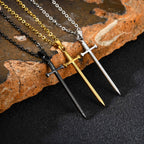 Sword Long Pendant Necklace — Stainless Steel