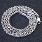Two-Tone 925 Silver Rope Chain Necklace 3/5MM PVD
