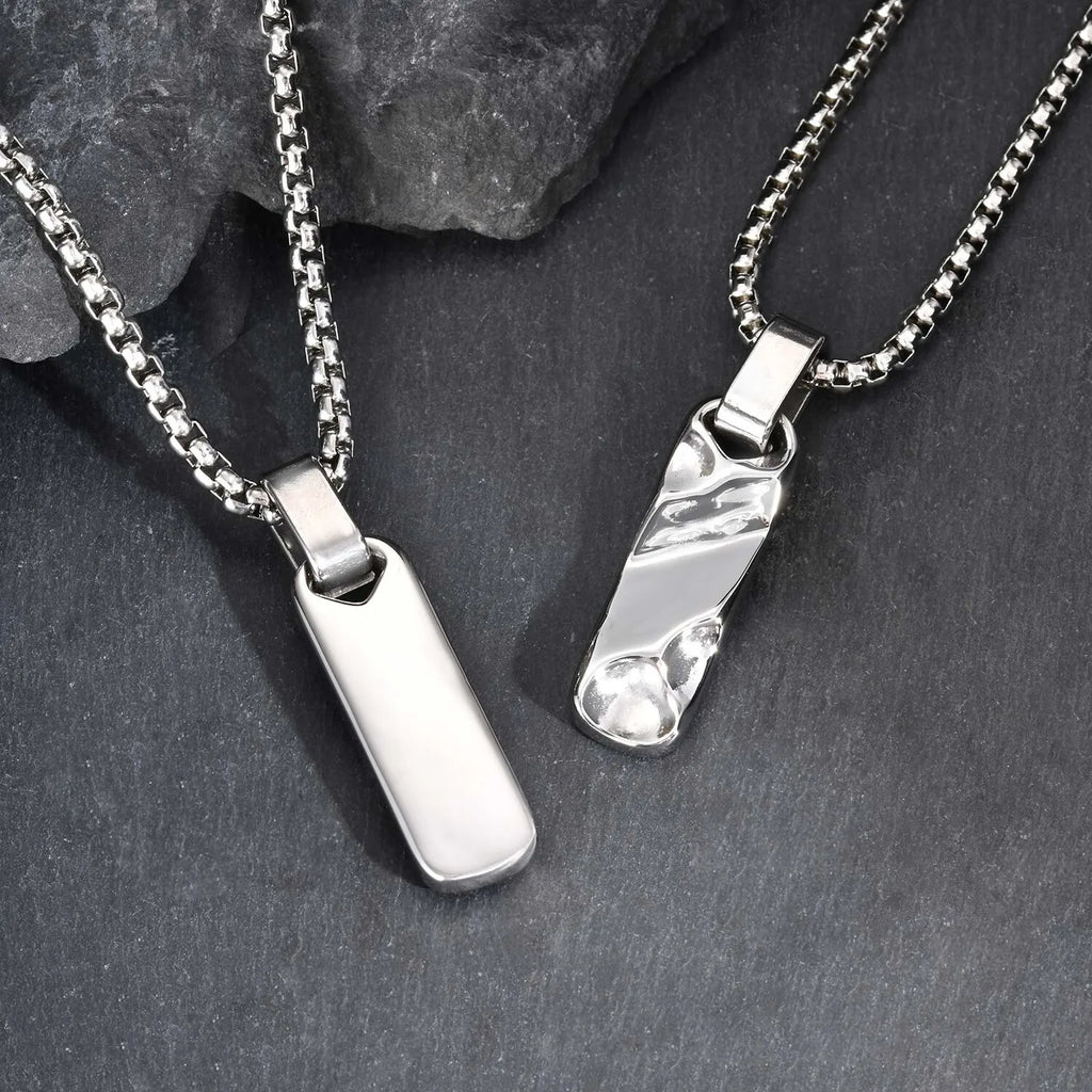 Small Dogtag Pendant Necklaces for Men Boys,Vintage Stainless Steel Hammered Texture Military Dog Tag Collar Gift