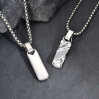 Small Dogtag Pendant Necklaces for Men Boys,Vintage Stainless Steel Hammered Texture Military Dog Tag Collar Gift