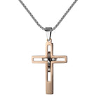 Fashion Double Cross Pendant Jesus Necklace for Men Boy Stainless Steel 24Inch Chain Link Necklaces Male Religious