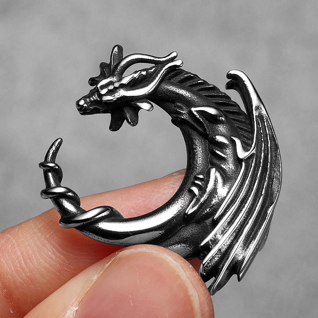 Flying Dragon Pendant Necklace — Stainless Steel