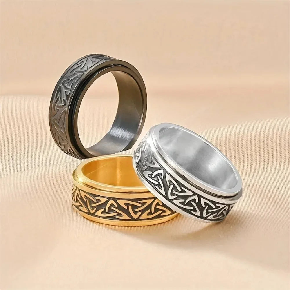 Celtic Knot Knuckle Spinner Ring — Stainless Steel