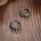 Gothic Spiked Hoop Earrings Small Textured Huggie — Two-Tone