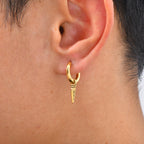 Viking Spearhead Dangle Hoop Earrings — Stainless Steel