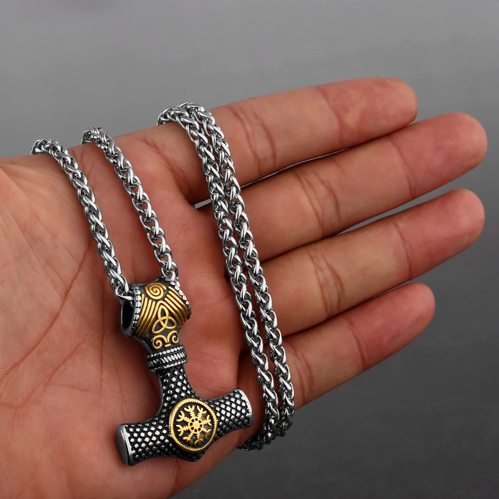 Original Viking Stainless Steel Thor Hammer Multiple Styles Domineering Unisex Necklace Pendant Boyfriend Gift