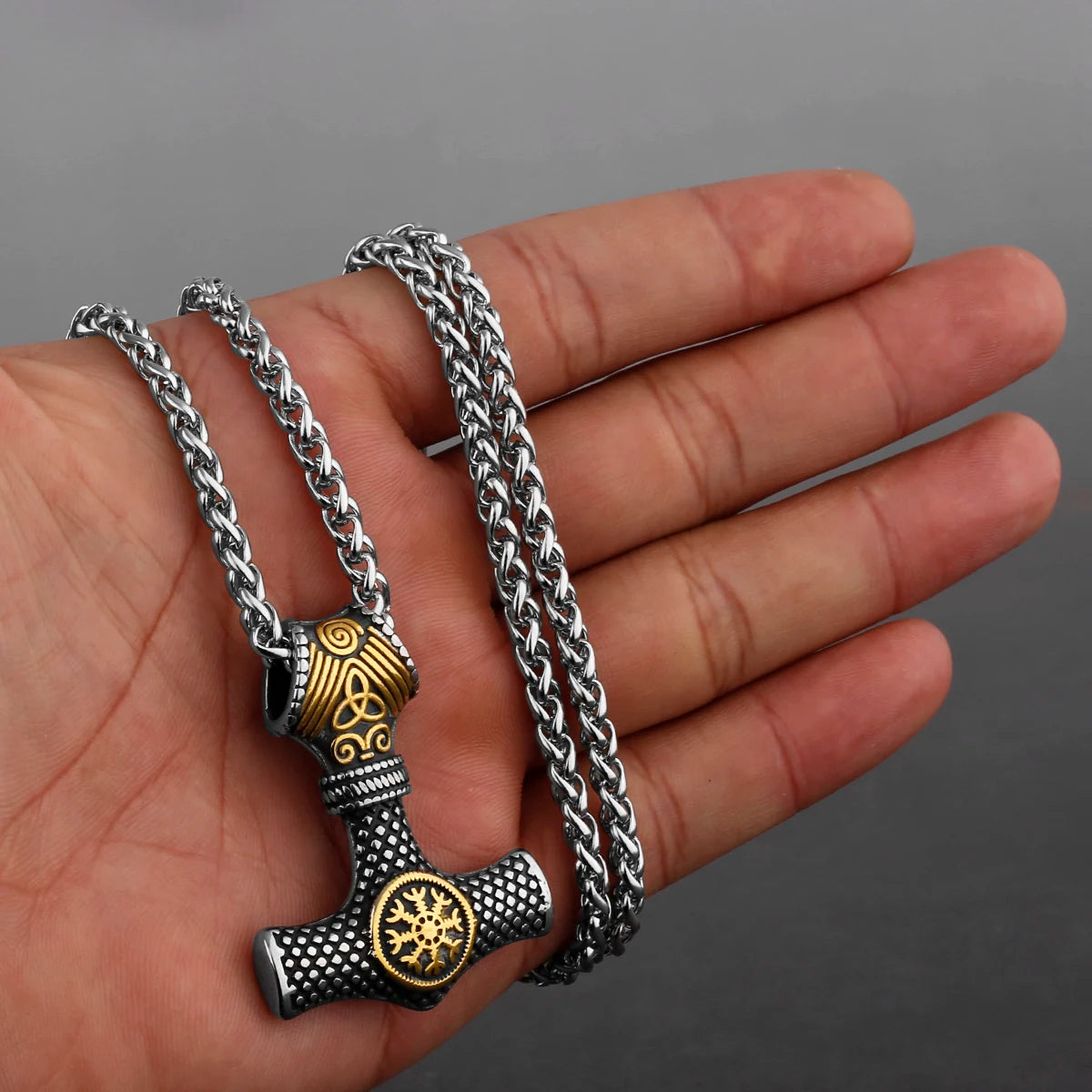 Original Viking Stainless Steel Thor Hammer Multiple Styles Domineering Unisex Necklace Pendant Boyfriend Gift