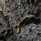 Snake Chain Necklace with Bar Pendant — Stainless Steel