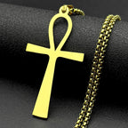Egyptian Ankh Cross Stainless Steel Necklace Women/Men Symbol of Life Cross Necklace Jewelry Cadenas De Acero Inoxidab