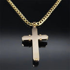 3D Cross Stainless Steel Pendant Necklace