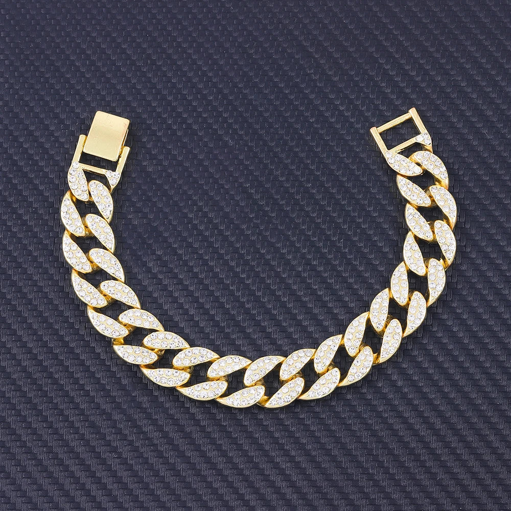 14mm Bracelet With Box Buckle High Quality Iced Out Cubic Zirconia Hip Hop Fashion Personality Jewelry For Gift Luxury
