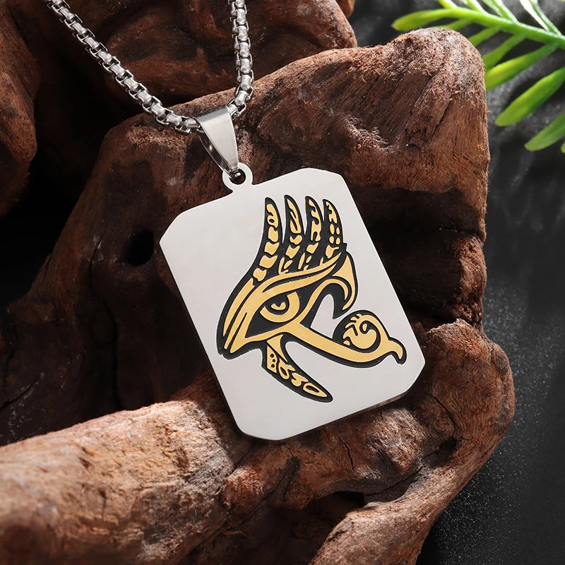 Shining Iced Out Ancient Egyptian God Eye of Horus Cross Pendant Necklace for Men and Women Hip Hop Trendy Amulet