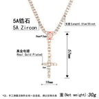 Iced Out Cross Pendant Tennis Chain Necklace — Copper Alloy