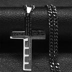 Cross Crucifix Black Pendant Goth Biker Punk Crystal
