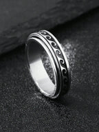 Moon Phase Spinner Ring — Stainless Steel