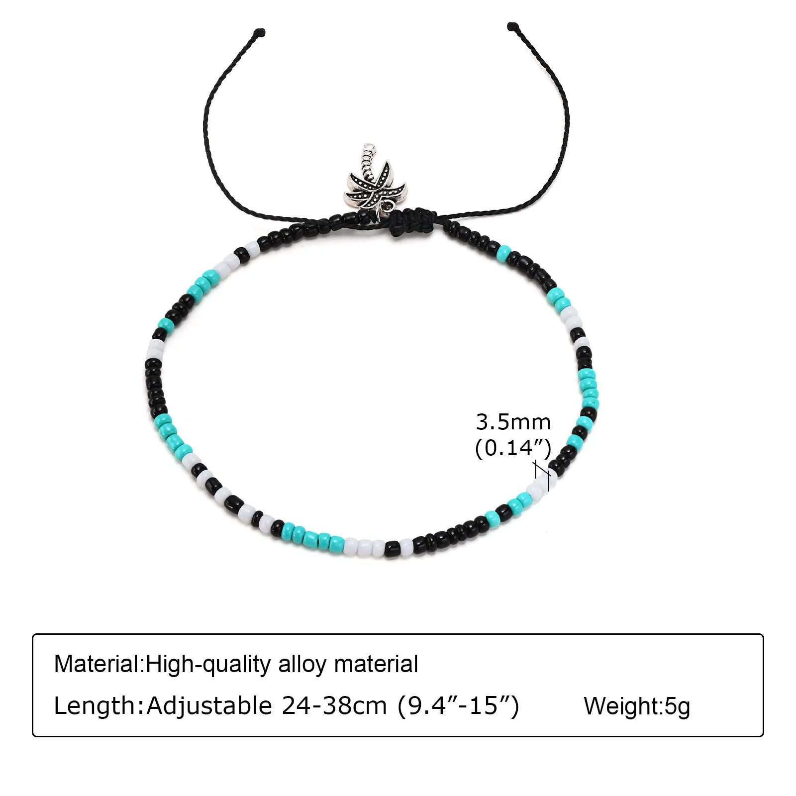Black Braided Rope Anklet Bracelet