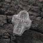 Iced Out Cross Ring for Men and Women — Two-Tone CZ Pave