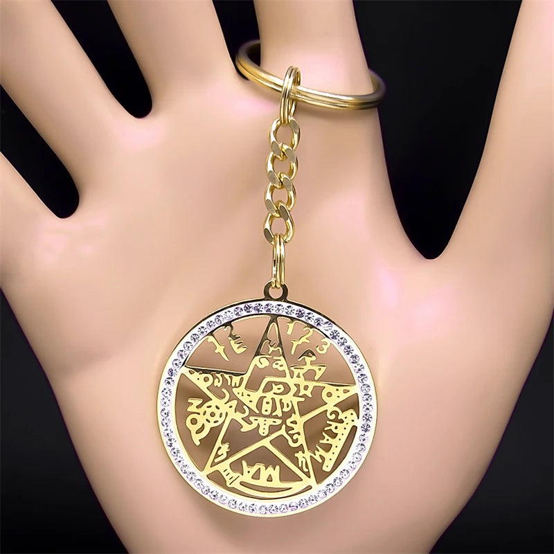 Star Key Gold Ring Witchcraft Jewish Tetragrammaton