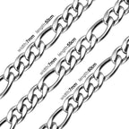 LUXUSTEEL Basic Punk Stainless Steel Chain Necklace For Women Men Cuban Figaro Braided Wheat Link Choker 5MM/7MM