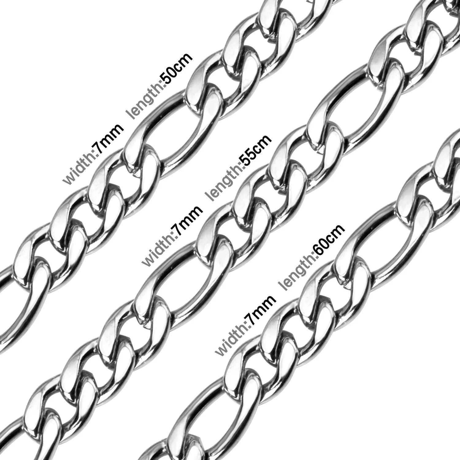 LUXUSTEEL Basic Punk Stainless Steel Chain Necklace For Women Men Cuban Figaro Braided Wheat Link Choker 5MM/7MM