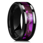 Fashion 8mm Silver Color Men Stainless Steel Ring Inlay Colorful Abalone Shell Rings For Men Women Wedding Band Jewelry Gifts