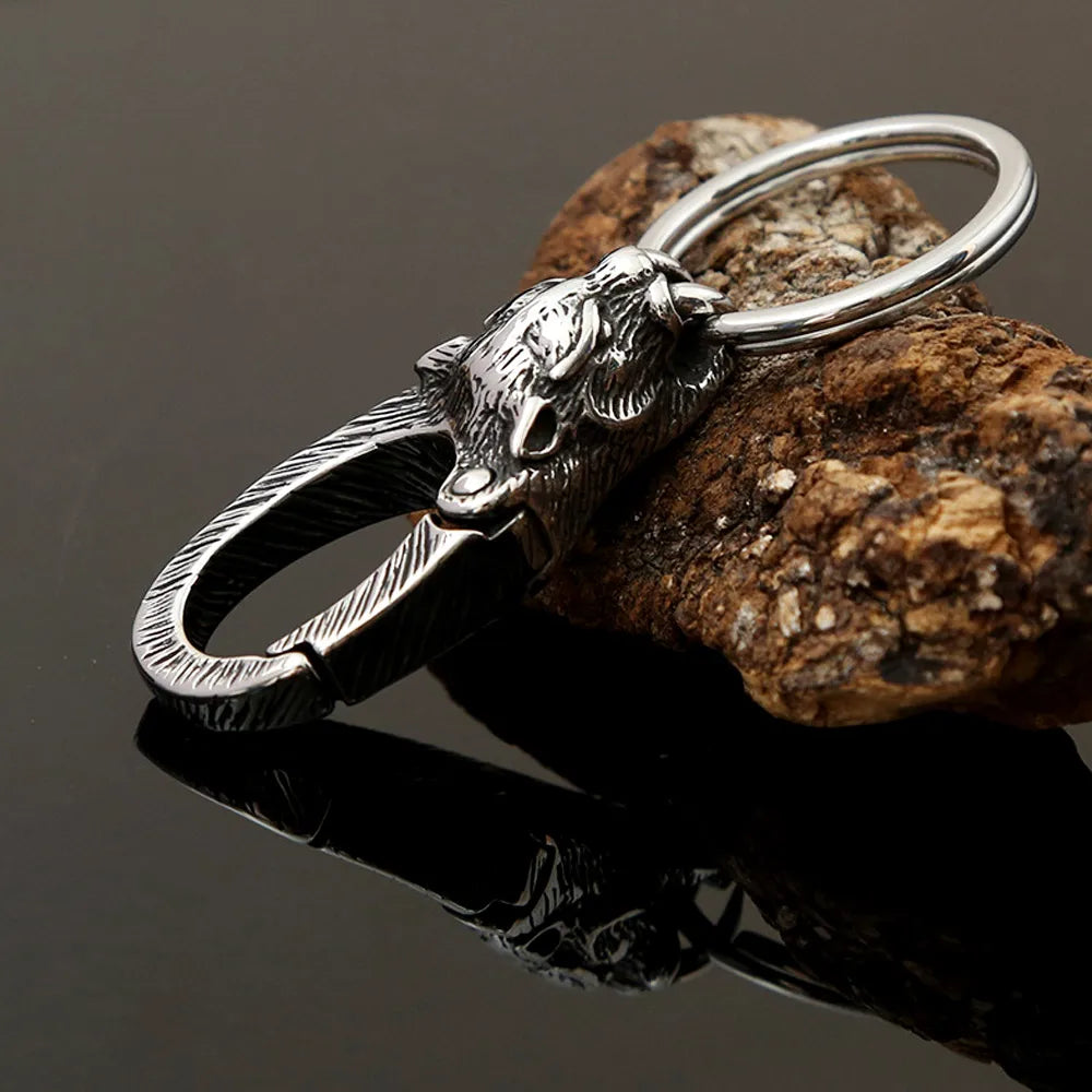 Sabertooth Tiger Carabiner Keychain Belt Clip — Stainless Steel