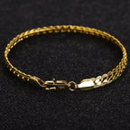 Snake Bone Chain Bracelet — 5MM Flat Weave, Gold-Tone