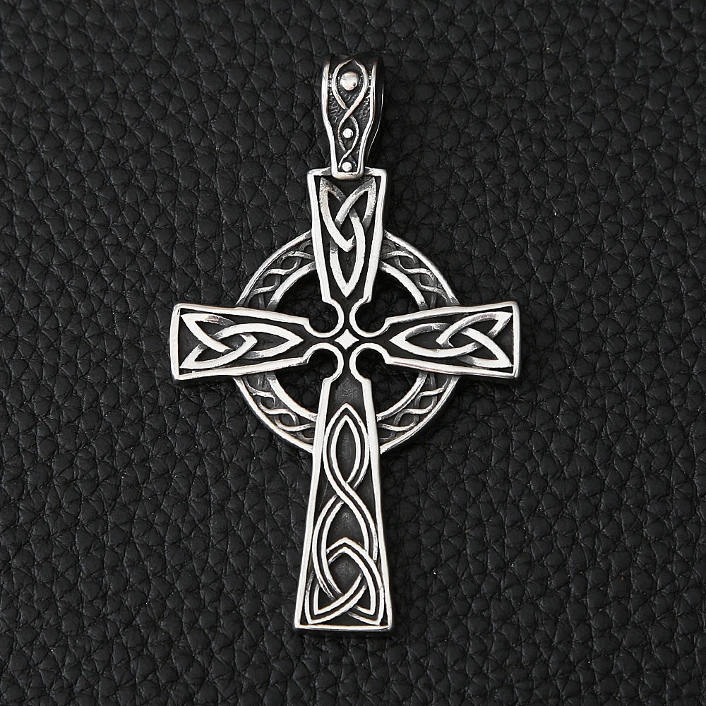 Vintage Stainless Steel Viking Valknut Necklace Mens Nordic Street Style Celtics Knot Cross Odin Pendant Necklace Biker