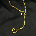 Heart O-Ring Long Chain Necklace — Stainless Steel