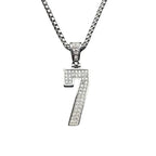 Stainless Steel Titanium Hip Hop Number 7 Bling Iced Out Pendant Collar Chain Necklace for Men Women Couple Gift