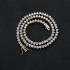 Iced Out Round Tennis Chain Necklace — Copper Alloy