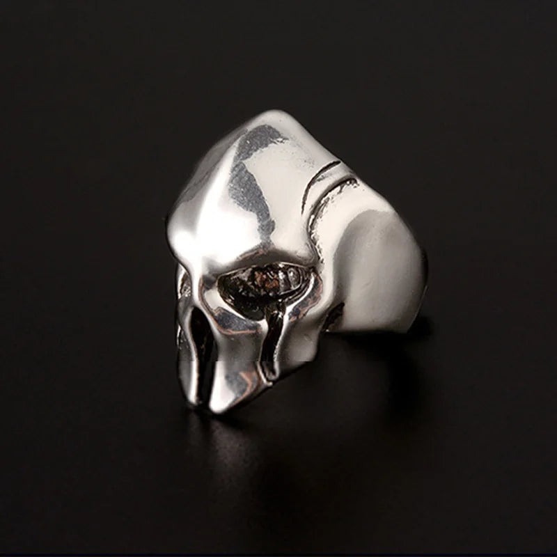 Retro Spartan Mask Large Ring For Men Punk Gothic Rock Hiphop Open Ring Biker Accessories Designer Jewelry Gift For Man