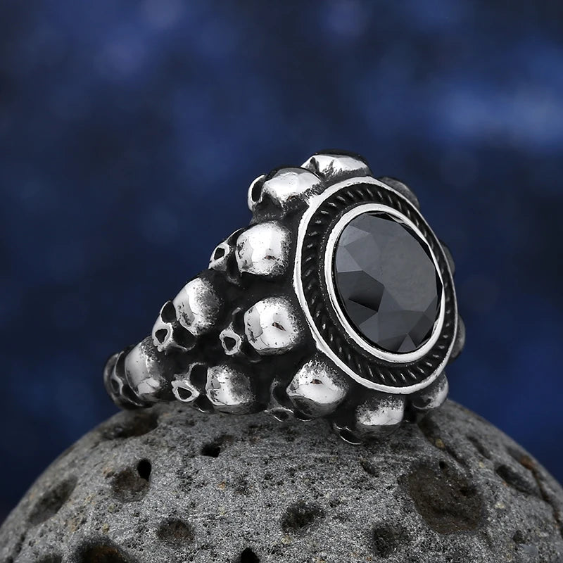 Cool Punk Domineering 316L Stainless Steel Heavy Sugar Skull Ring Mens Punk Rock Biker Jewelry Christmas Creativity Gift